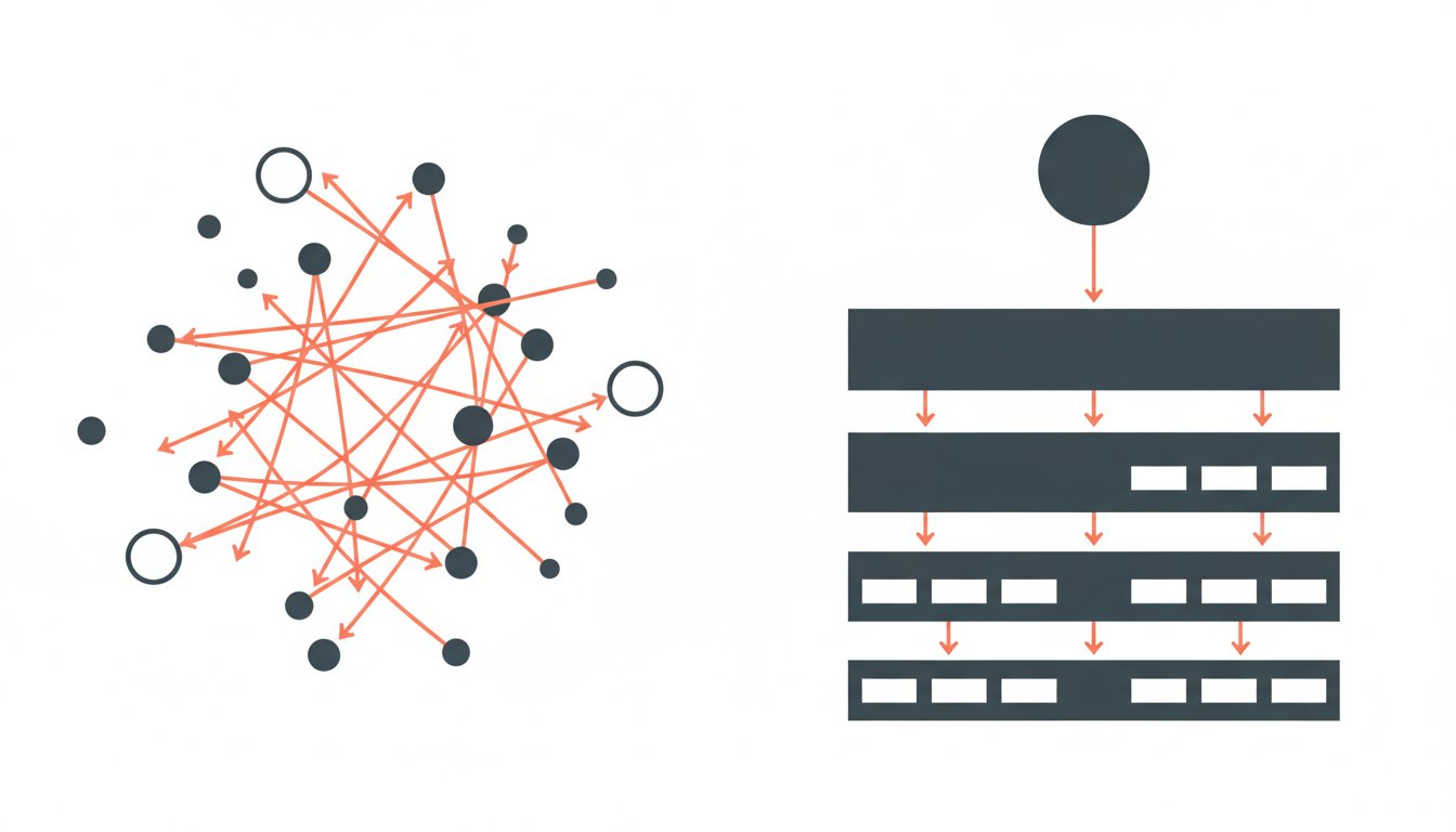 Maillage interne : comparaison structure chaotique vs silos thématiques