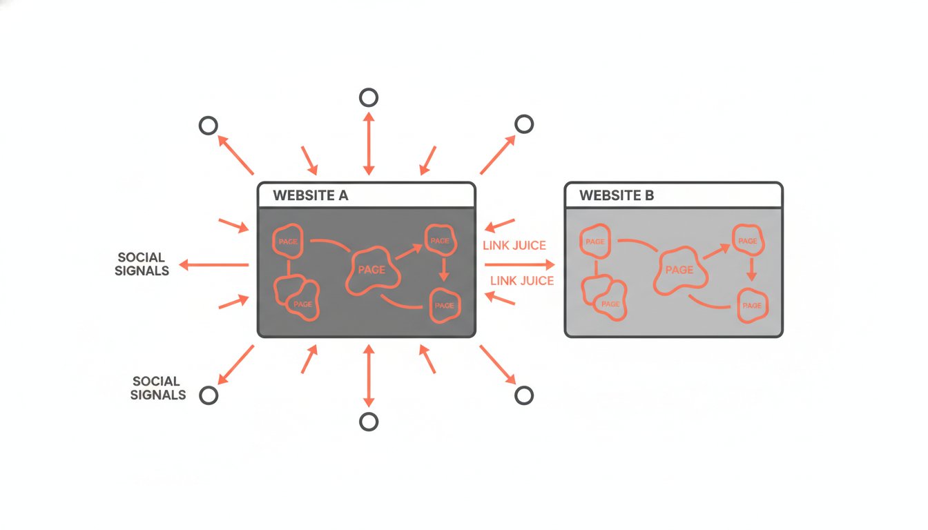 Backlinks definition - flux de PageRank entre deux sites web