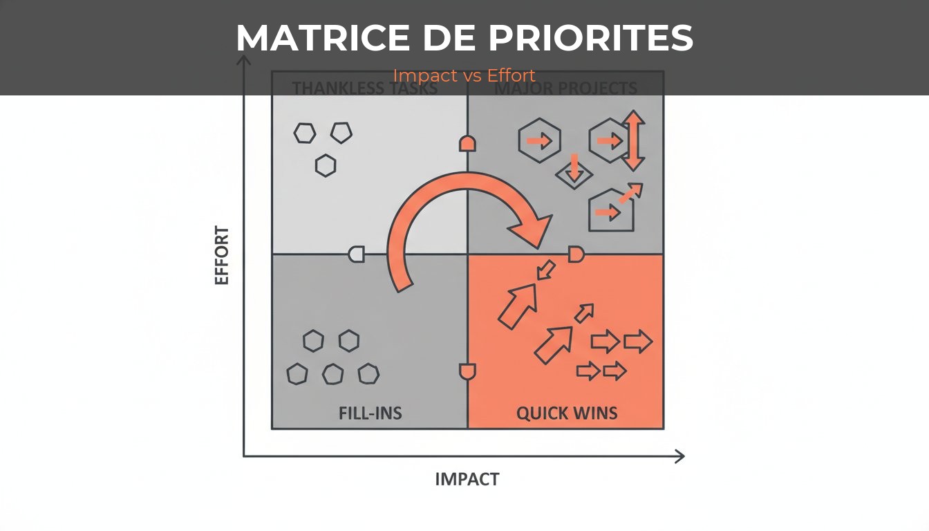 Checklist audit SEO - matrice de priorités impact vs effort