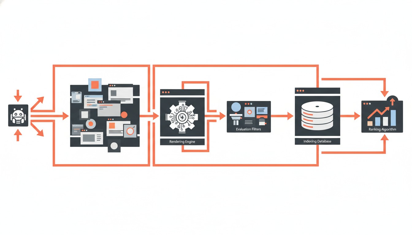 Indexation Google - schema du processus crawl rendu index