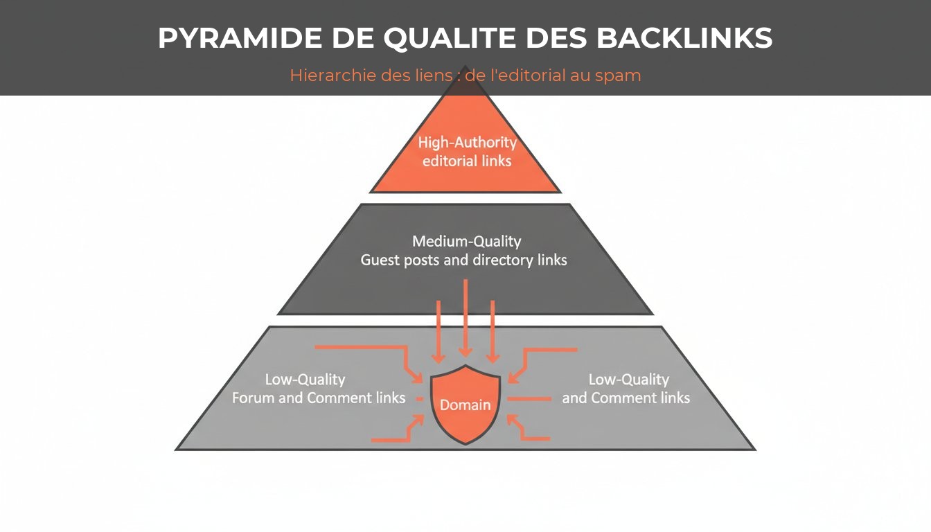 Comment obtenir des backlinks - pyramide de qualite des liens entrants