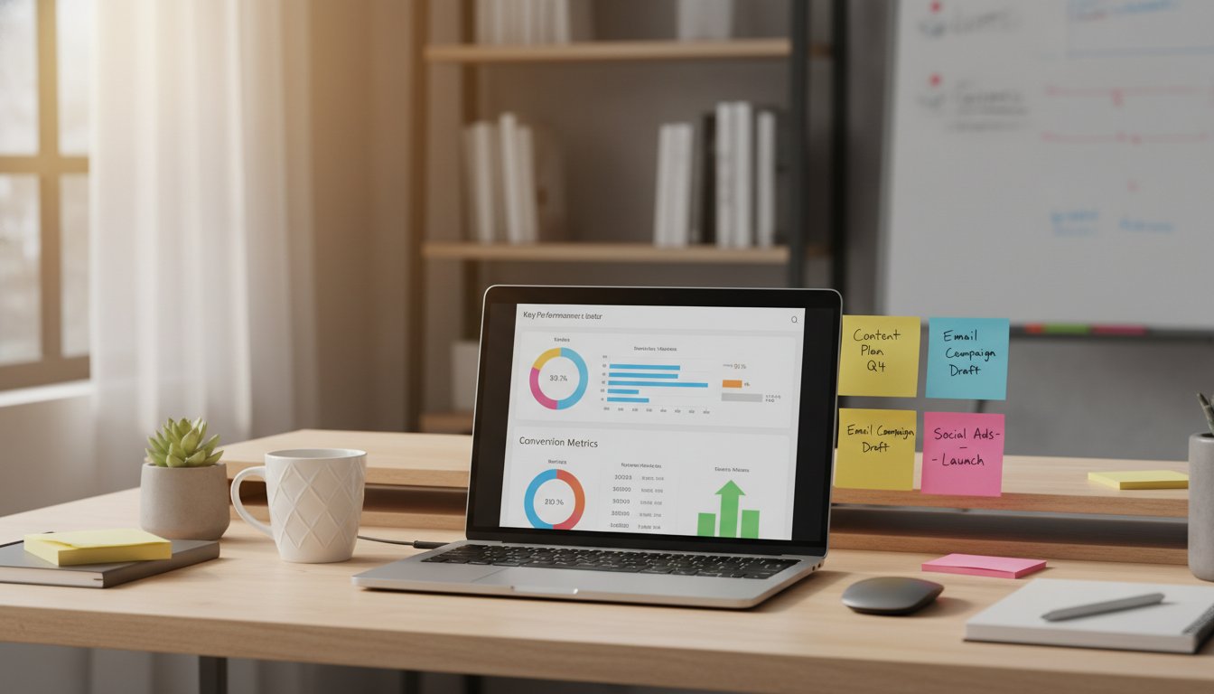 Exemple de rapport SEO - tableau de bord des KPIs et conversions