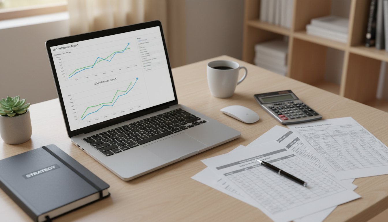 Exemple de rapport SEO - feuille de performance avec graphiques de trafic