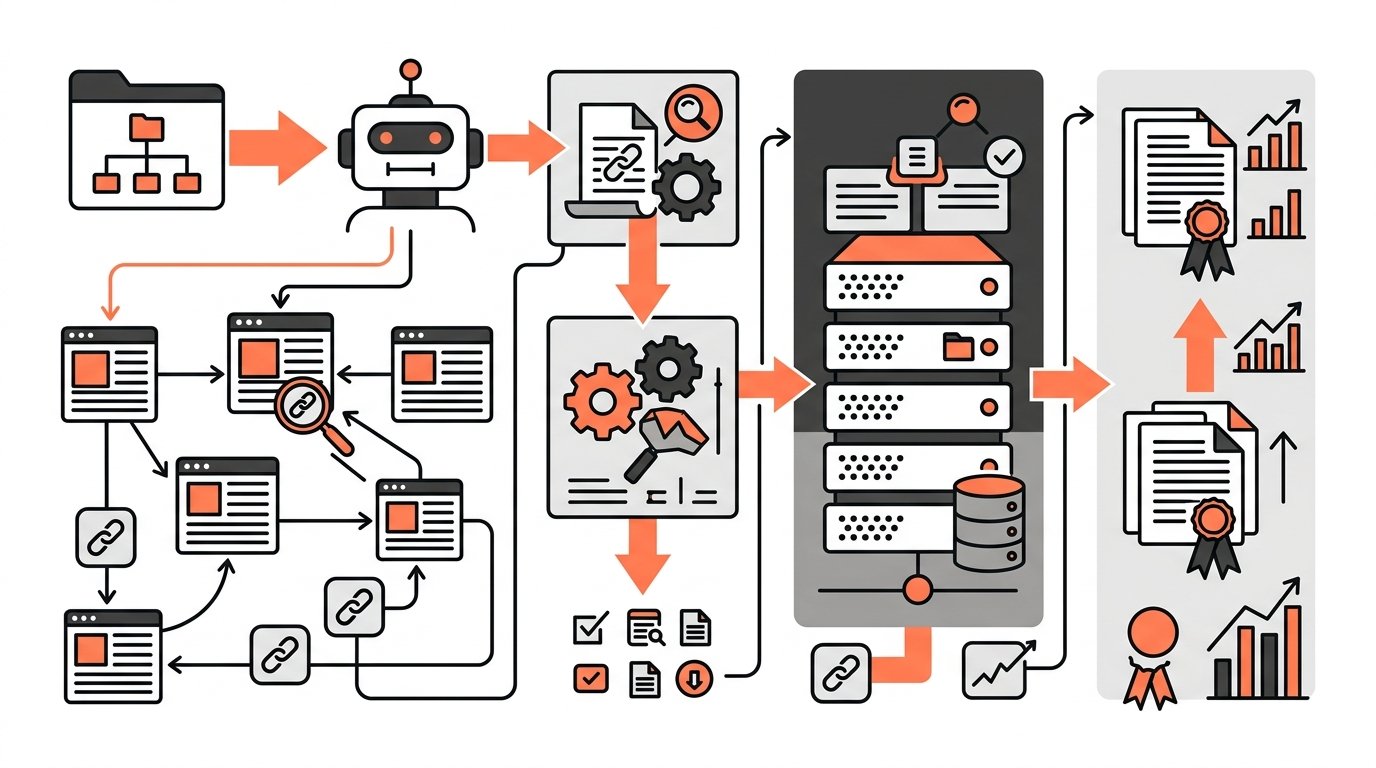 Sitemap XML SEO - schéma du processus de crawl et d'indexation par Google