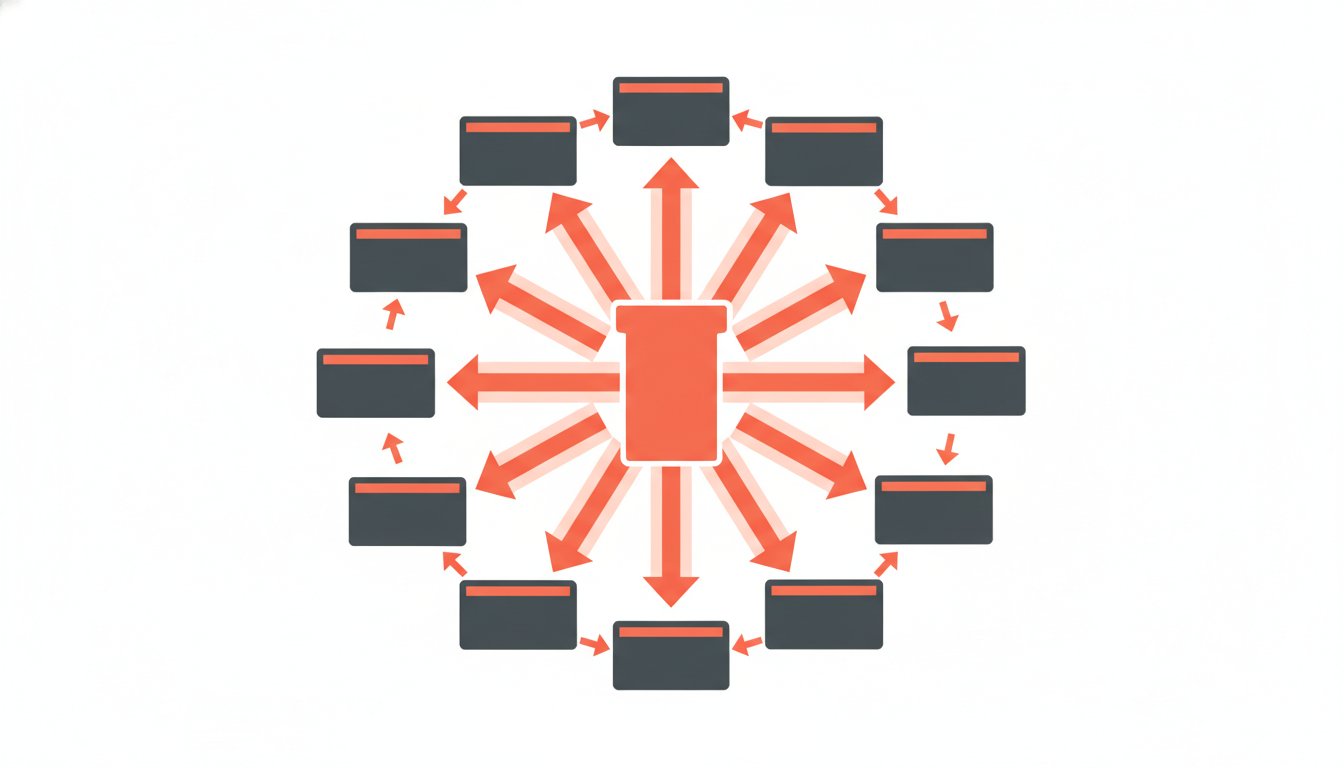 Structure site SEO - flux de maillage interne et d'autorité vers une page pilier