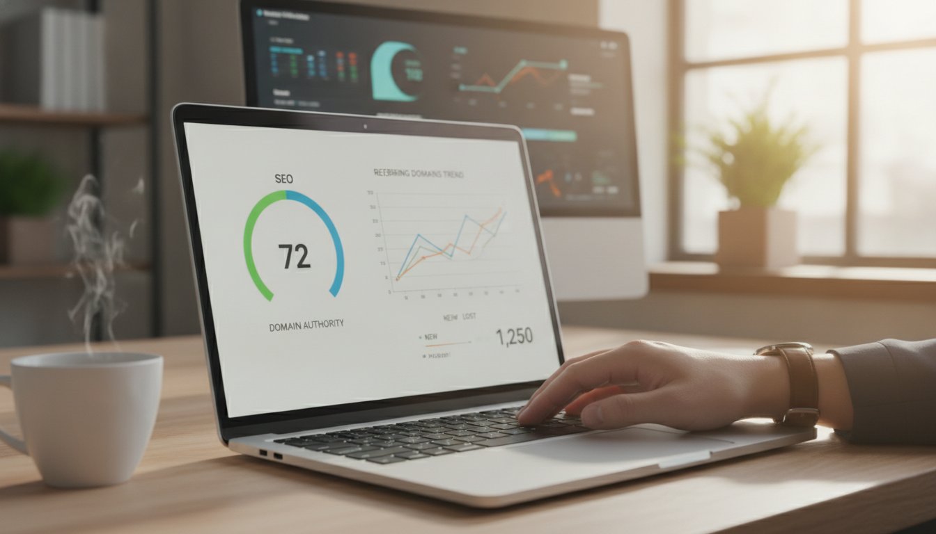 Authority Score Semrush - jauge d'autorité et courbe de domaines référents