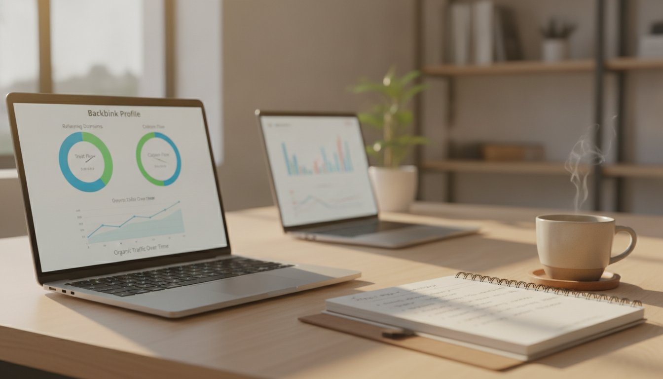 Majestic vs Ahrefs - tableau de bord d'analyse de backlinks et métriques de liens